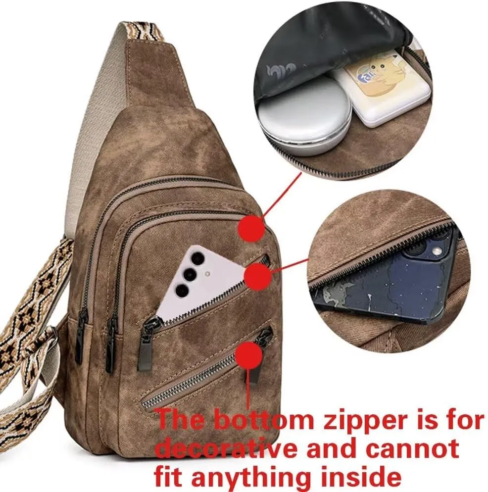 Small Sling Bags for Women Crossbody Purse Trendy Anti Theft PU Leather Pack Waist Chest for Travel Daypack