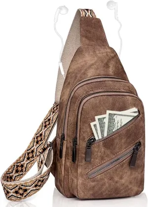 Small Sling Bags for Women Crossbody Purse Trendy Anti Theft PU Leather Pack Waist Chest for Travel Daypack
