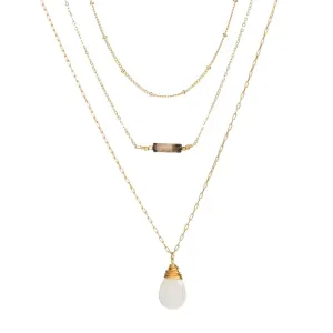SmileBelle Boho Necklaces Long Layered Gold Necklaces with Crystals, Necklace for Women Trendy Boho Necklaces for Her White Quartz Crystal Hippie Jewelry as Daughter Girlfriend Anniversary Gifts