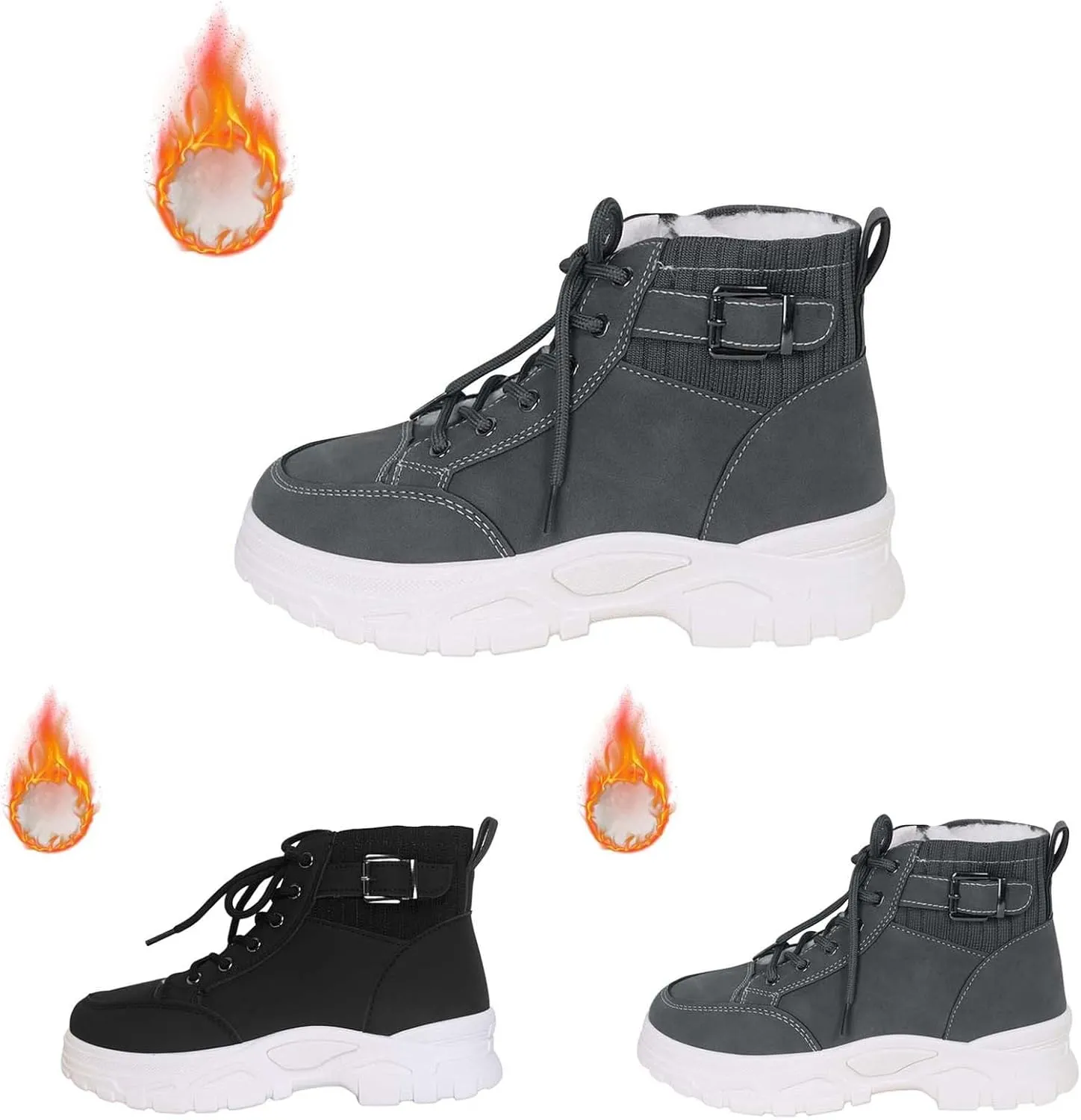 Snow Ankle Boots for Women Non Slip Walking Shoes Lace Up Low Calf Shoes Hiking Boots Women Waterproof