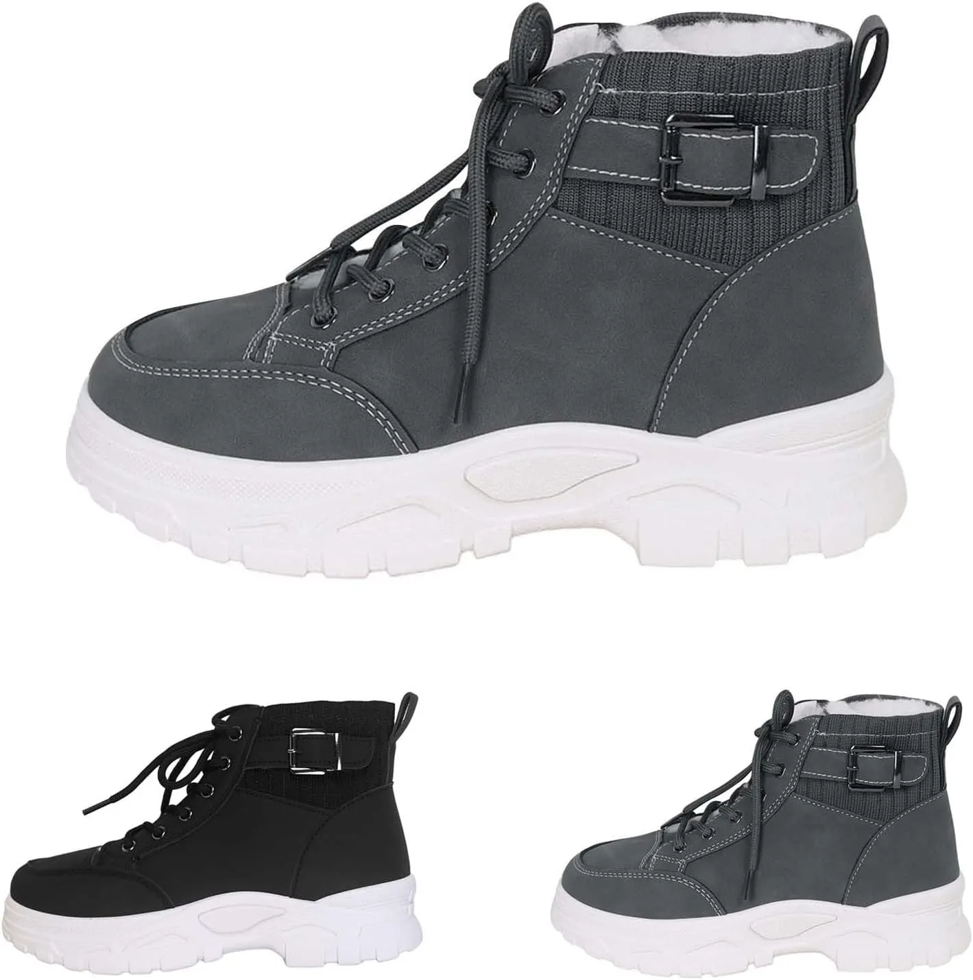 Snow Ankle Boots for Women Non Slip Walking Shoes Lace Up Low Calf Shoes Hiking Boots Women Waterproof