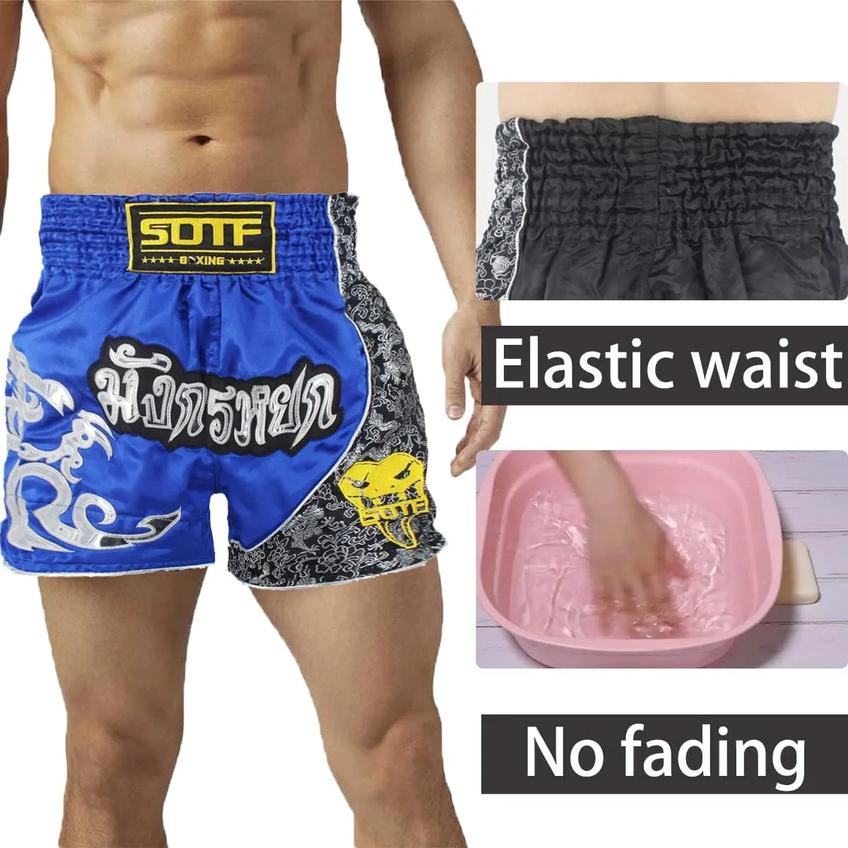 SOTF Boxing Shorts for Men Training Muay Thai Shorts Women Kickboxing Shorts for Kids