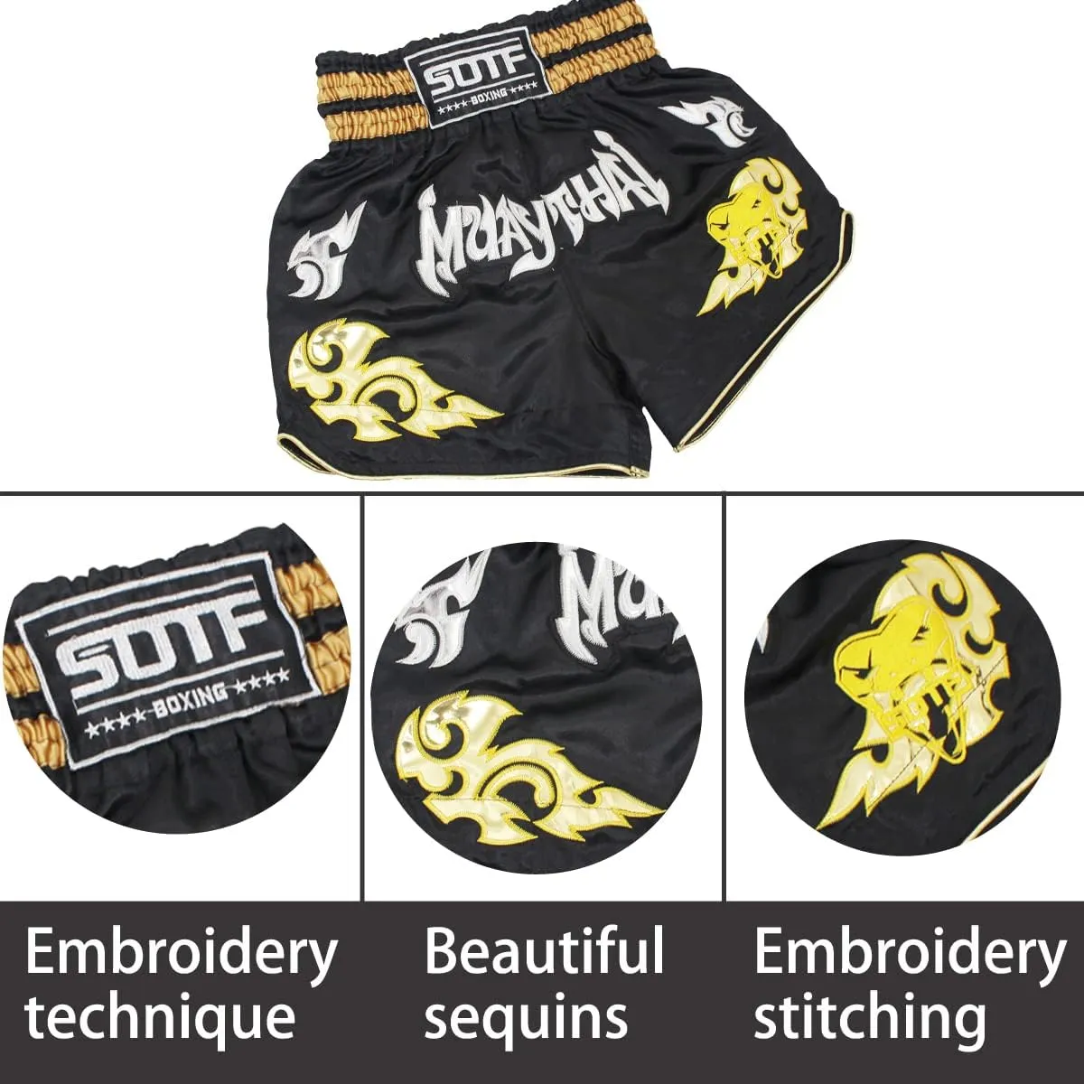 SOTF Boxing Shorts for Men Training Muay Thai Shorts Women Kickboxing Shorts for Kids