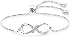 Sparkling Heart Infinity Cross Bracelet Women Jesus God Love Heart Bible Clear CZ Family Christmas Friends Birthday Anniversary