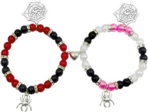Spider Bracelets for Couple Friendship Bracelets Couples Bracelets Heart Energy Stone Bracelets Pink Relationship Promise Bracelet Stretch Beaded Bracelets Matching Bracelet for Couple Best Friend Love Family Halloween Party Jewelry
