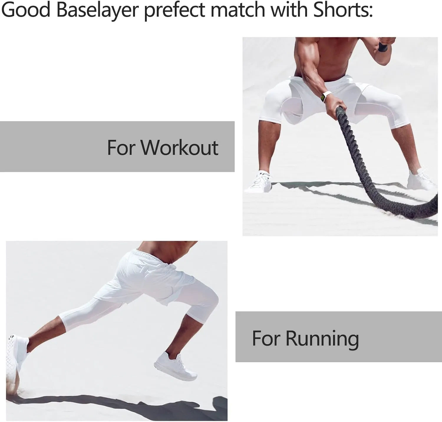 SS COLOR FISH 3 Pack 3/4 Men's Compression Pants Athletic Baselayer Workout Sports Running Legging Running Tights for Men