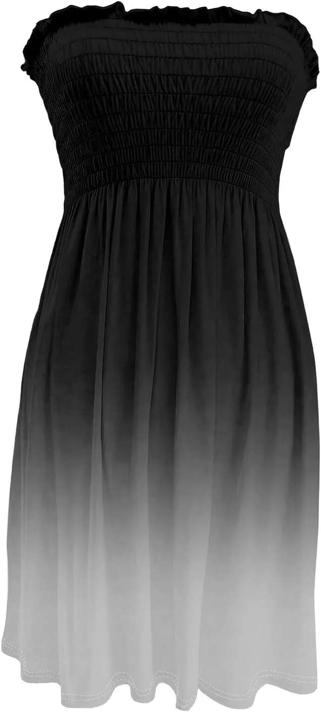 Sundresses for Women 2025 Summer Tube Dress Cute Sexy Off Shoulder Print Sleeveless Dress