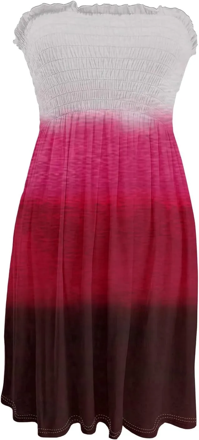 Sundresses for Women 2025 Summer Tube Dress Cute Sexy Off Shoulder Print Sleeveless Dress