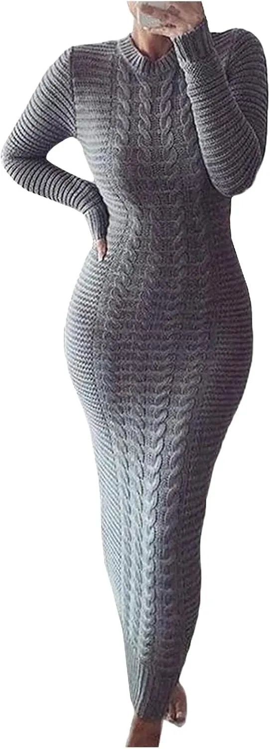 Sweater Dresses for Women,Sexy Bodycon Long Sleeve Dress for Winter Plus Size Pullover Dress for Party Evening