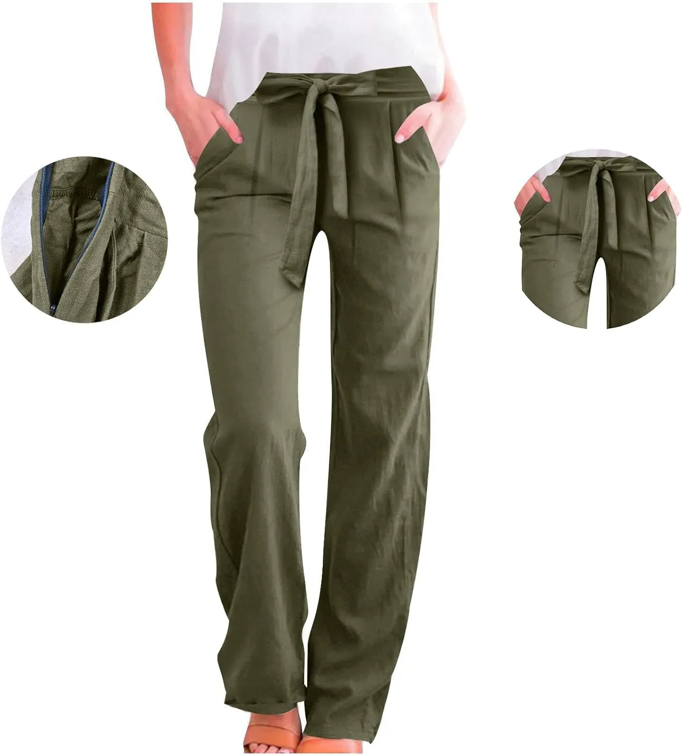 TARIENDY Petite Pants for Women Dressy Ladies 2025 Summer Comfy Outfits Casual high Waist Pants Elastic Drawstring Trousers