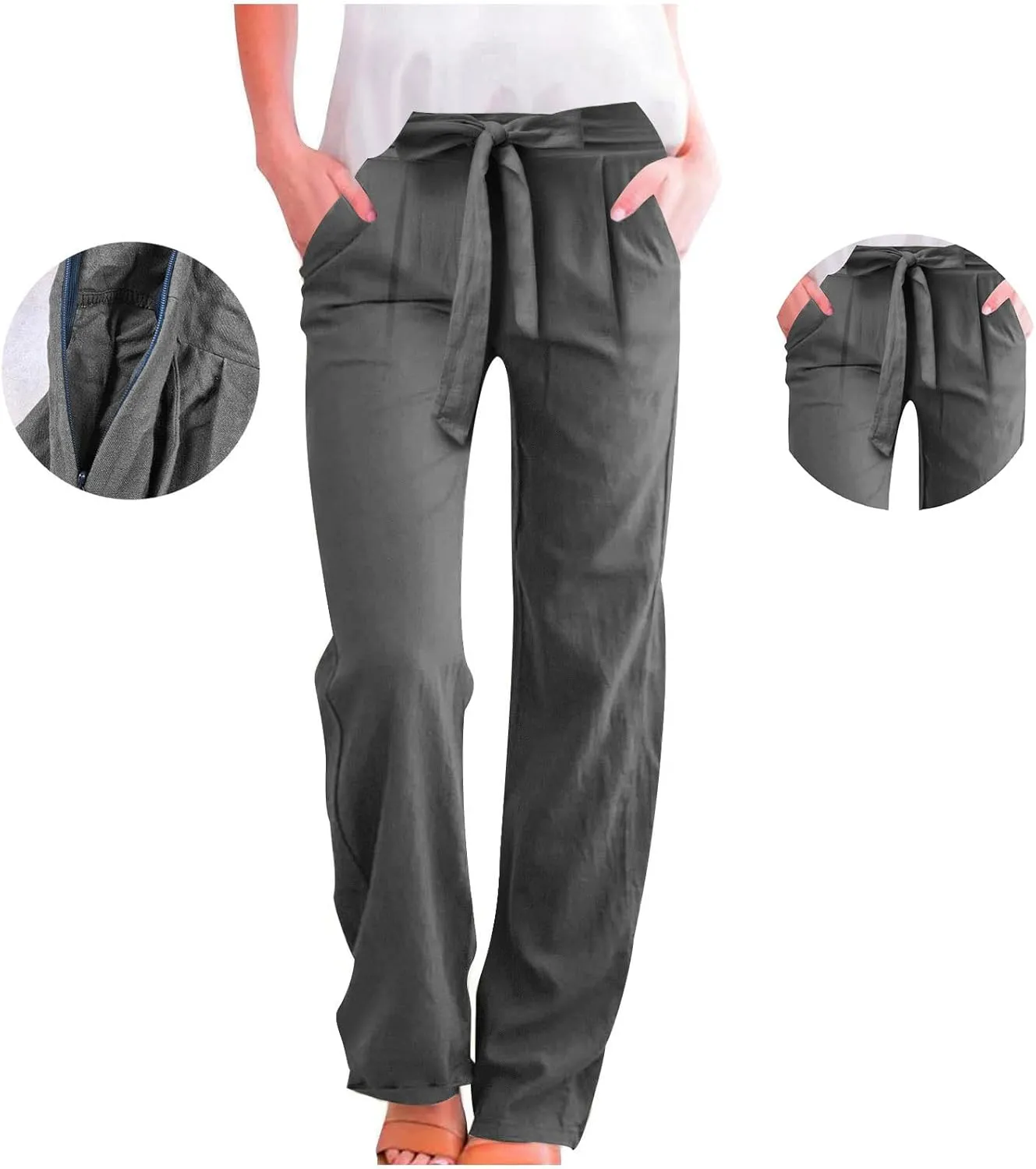 TARIENDY Petite Pants for Women Dressy Ladies 2025 Summer Comfy Outfits Casual high Waist Pants Elastic Drawstring Trousers
