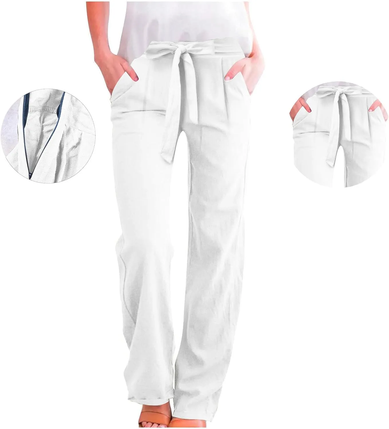 TARIENDY Petite Pants for Women Dressy Ladies 2025 Summer Comfy Outfits Casual high Waist Pants Elastic Drawstring Trousers