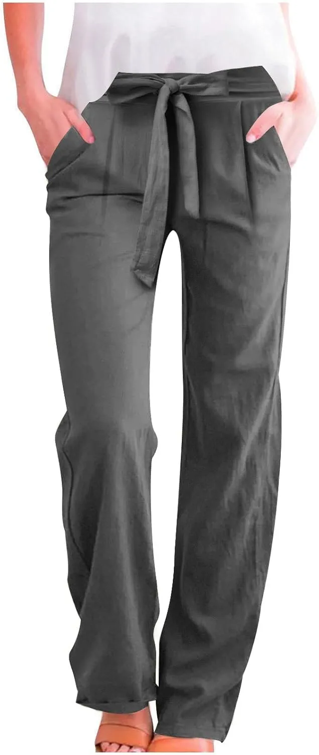TARIENDY Petite Pants for Women Dressy Ladies 2025 Summer Comfy Outfits Casual high Waist Pants Elastic Drawstring Trousers