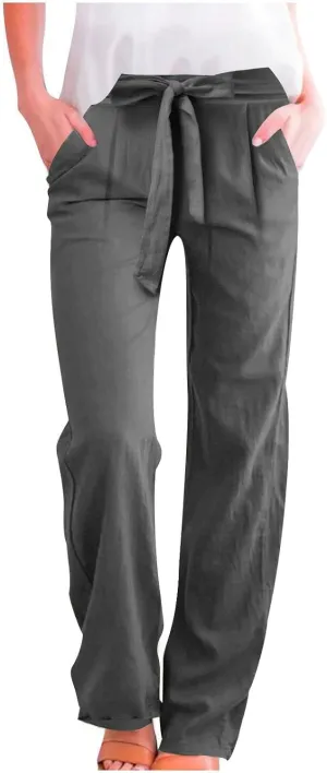 TARIENDY Petite Pants for Women Dressy Ladies 2025 Summer Comfy Outfits Casual high Waist Pants Elastic Drawstring Trousers