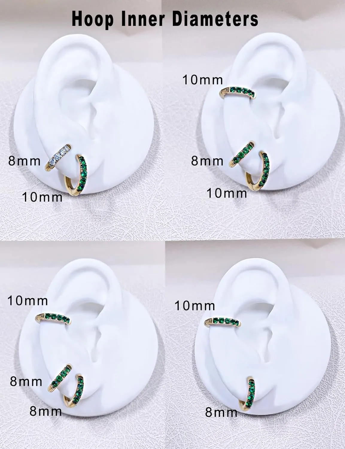 TDEBA 316L Surgical Stainless Steel Huggie Hoop Earrings with Cubic Zirconia, 10G 12G 14G 8-20mm Cartilage Lobe Earrings, 14G Piercing Jewelry