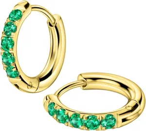 TDEBA 316L Surgical Stainless Steel Huggie Hoop Earrings with Cubic Zirconia, 10G 12G 14G 8-20mm Cartilage Lobe Earrings, 14G Piercing Jewelry