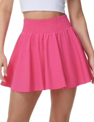 THE GYM PEOPLE Women's Flowy Tennis Skorts High Waisted Pleated Athletic Golf Skirts Built-in Shorts with Pockets