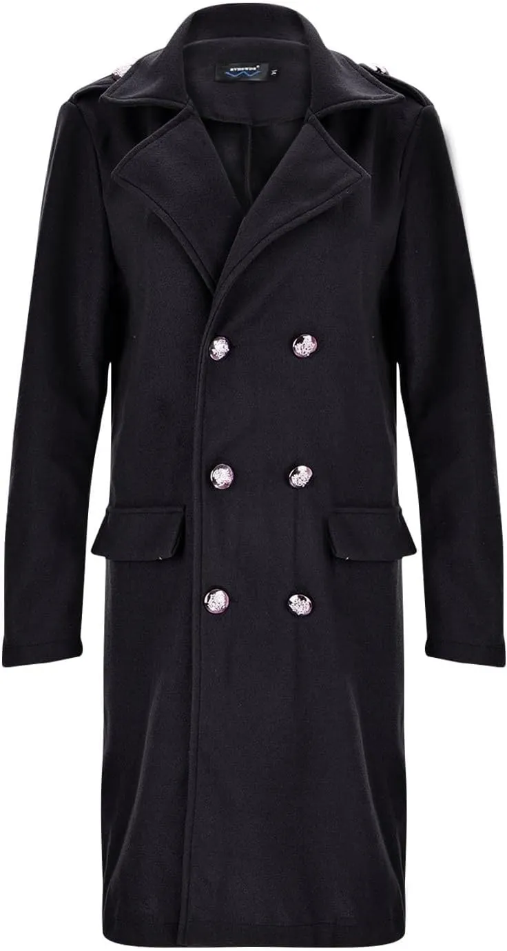 Trench Coats for Women 2024 Casual Notched Lapel Long Winter Coats Singe-Breasted Wool Blend Pea Coat Outwear