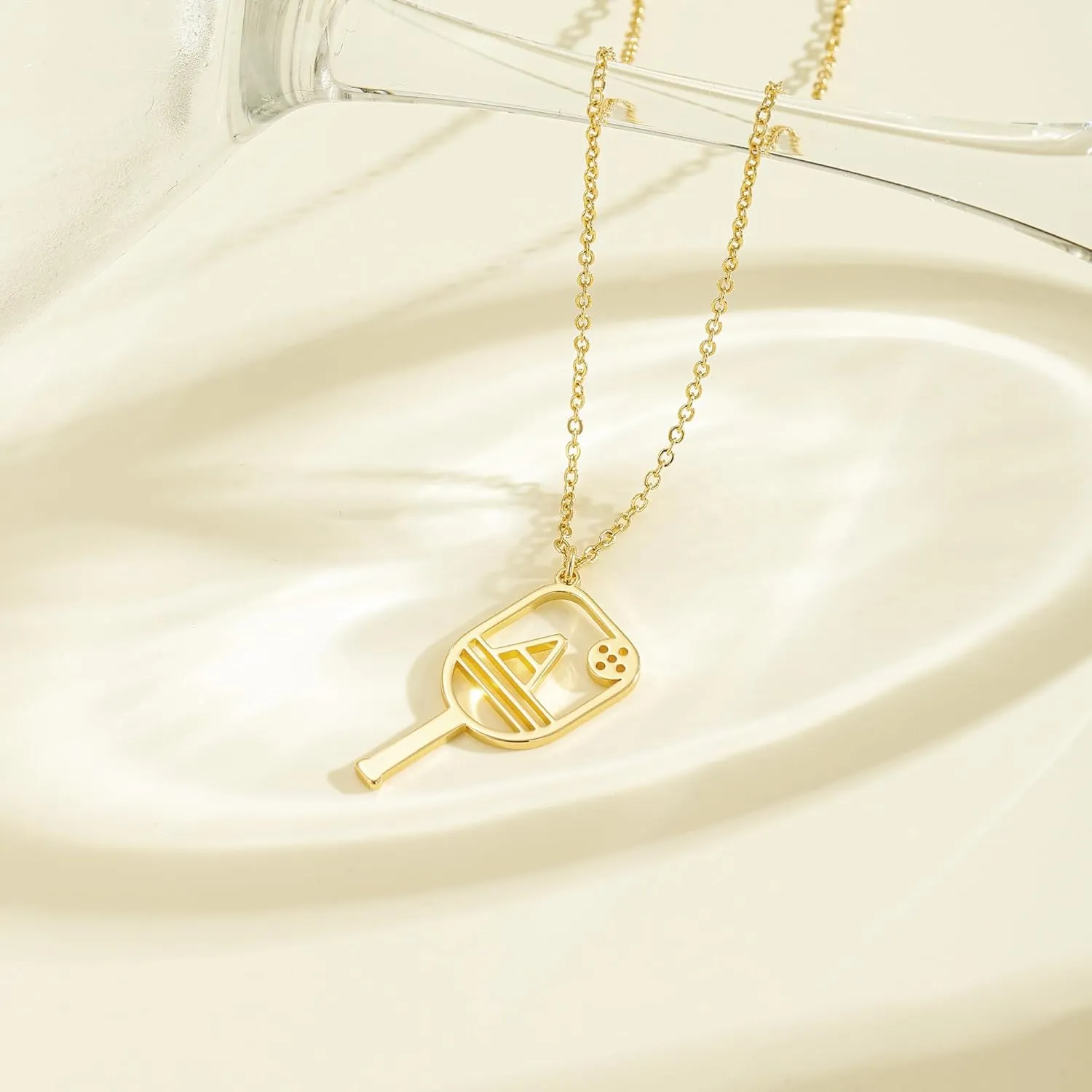 Turandoss Pickleball Paddle Initial Necklaces - Gold Pickleball Initial Necklaces for Women Girls Dainty Gold Necklaces for Women Teen Girls Personalized Pickleball Gifts for Women Girls Jewelry
