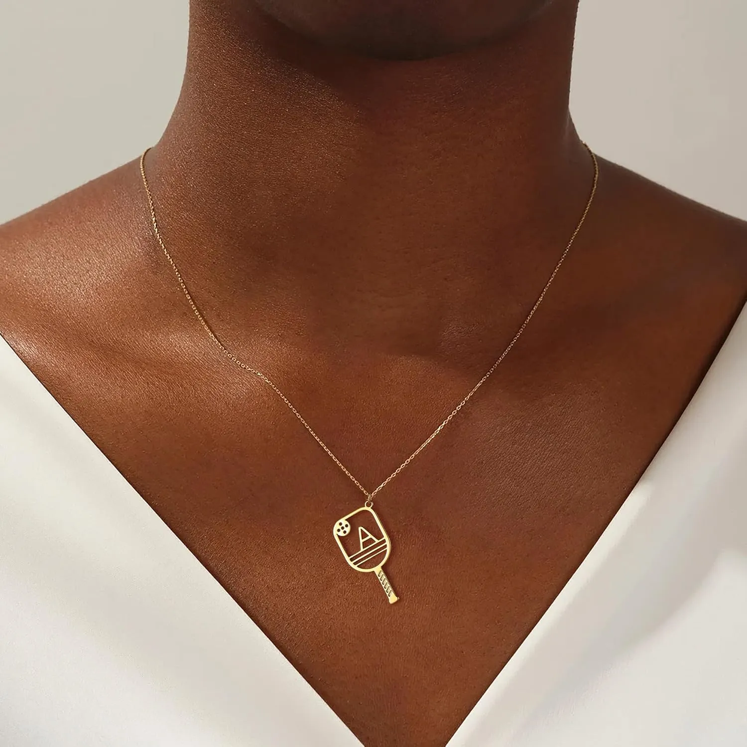 Turandoss Pickleball Paddle Initial Necklaces - Gold Pickleball Initial Necklaces for Women Girls Dainty Gold Necklaces for Women Teen Girls Personalized Pickleball Gifts for Women Girls Jewelry