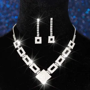TWINKLEDE Wedding Rhinestone Necklace Jewelry Set Crystal Necklaces and Earrings Sets Bridal Prom Necklaces for Women