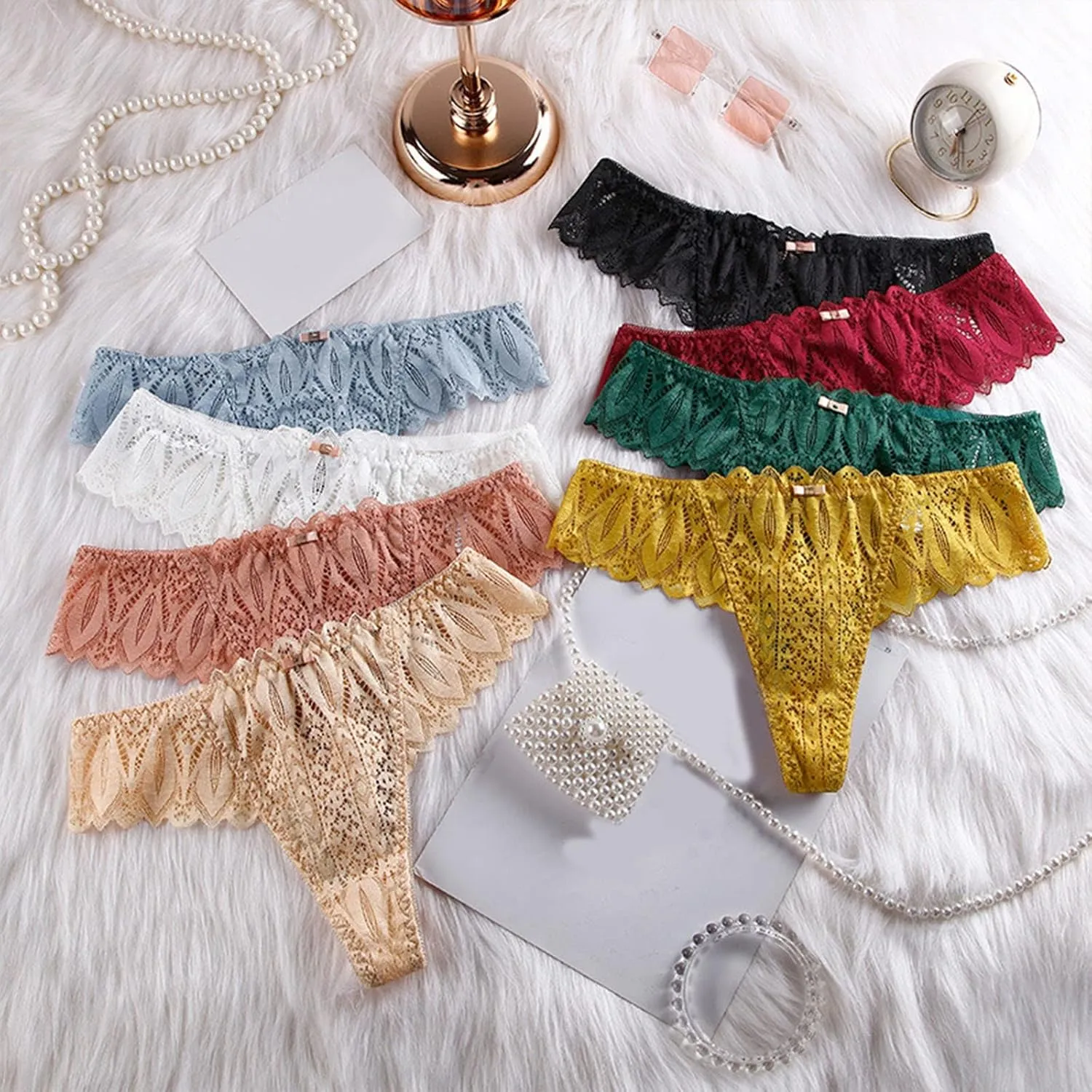 Underwear for Women High Waisted Lace Trim Thong Seamless Panties Breathable Seamless Soft Briefs Panty Underwears