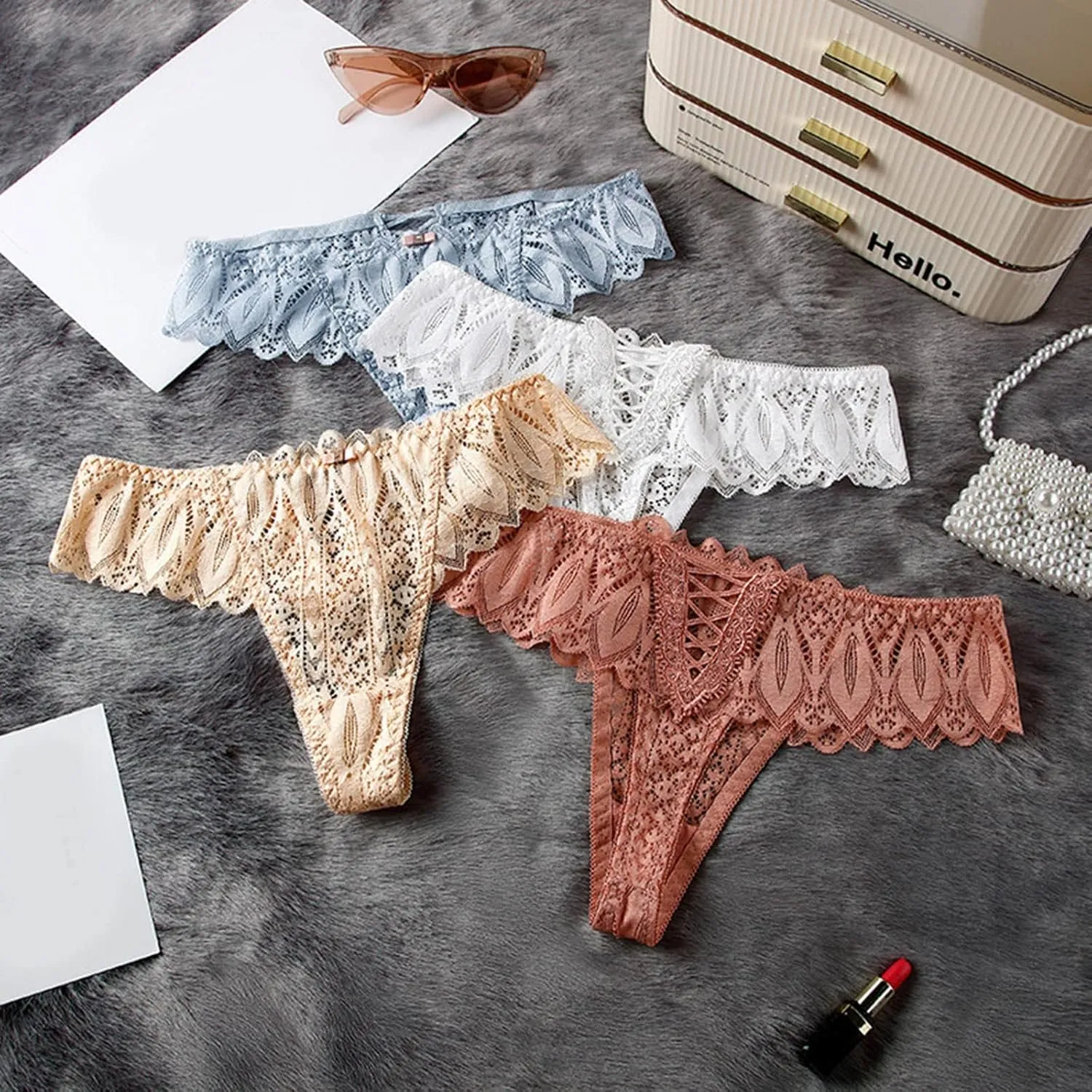Underwear for Women High Waisted Lace Trim Thong Seamless Panties Breathable Seamless Soft Briefs Panty Underwears