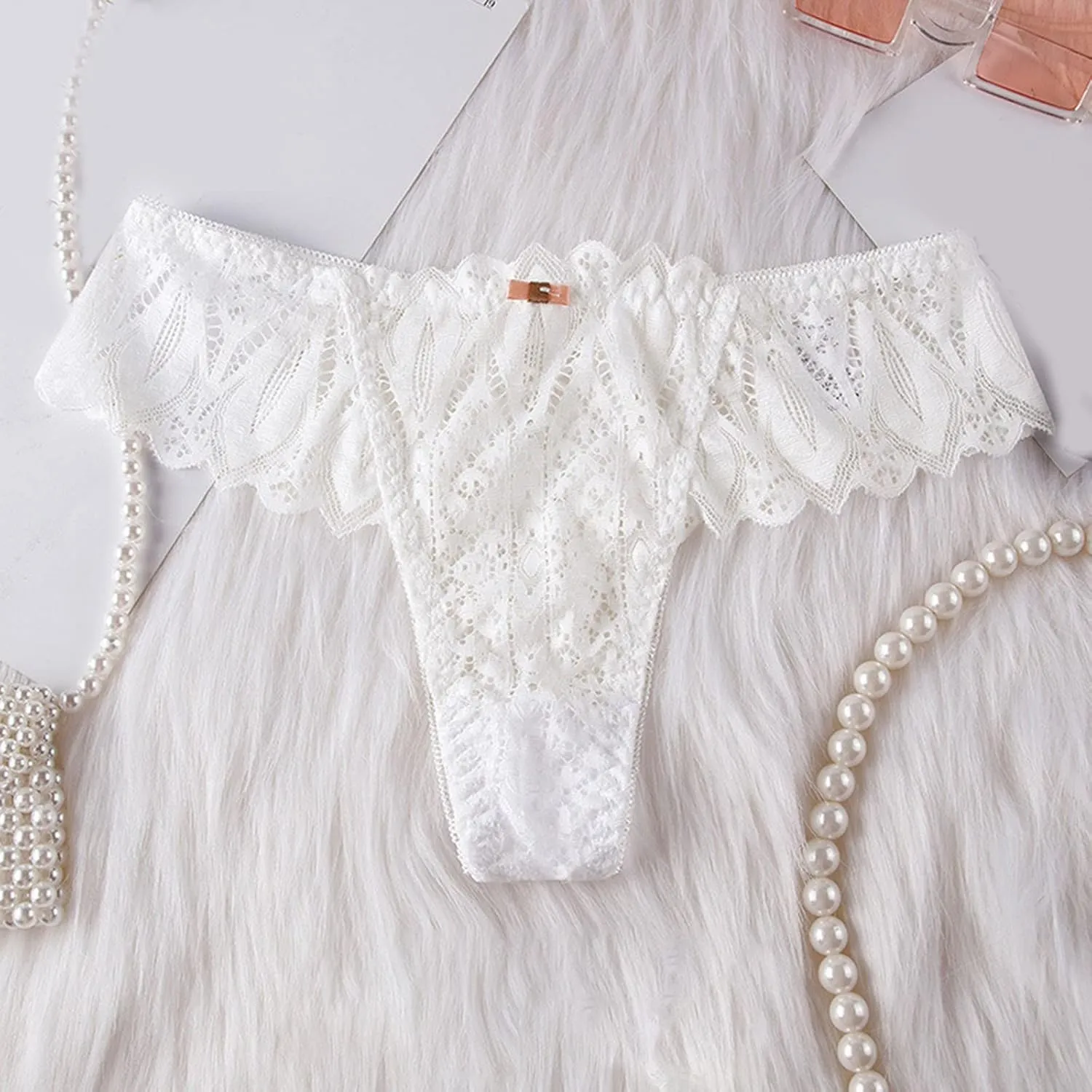 Underwear for Women High Waisted Lace Trim Thong Seamless Panties Breathable Seamless Soft Briefs Panty Underwears