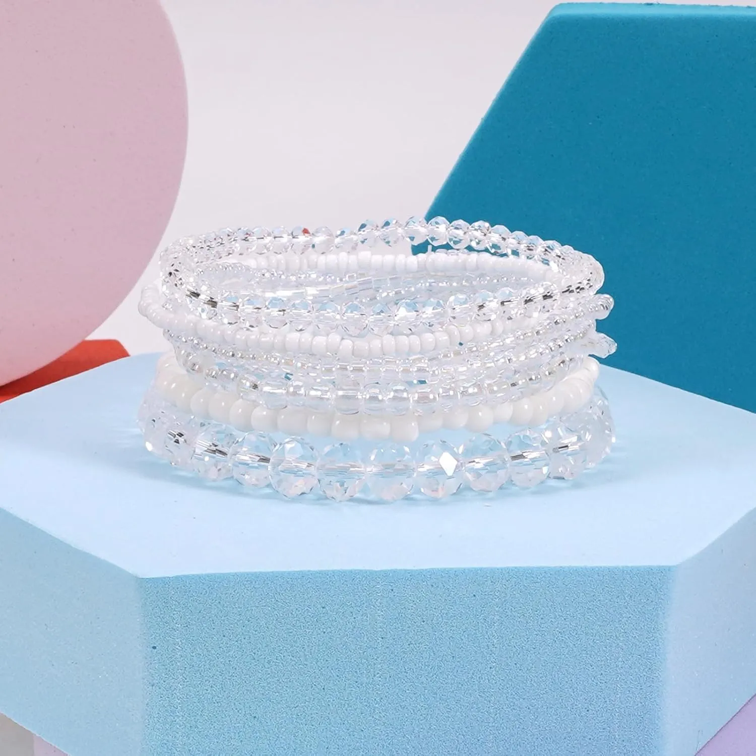 Valentine's Day Bracelets for Women St.Patricks Day Bracelets USA Flag Bracelet Rainbow Easter Mardi Gras Heishi Beaded Bracelets