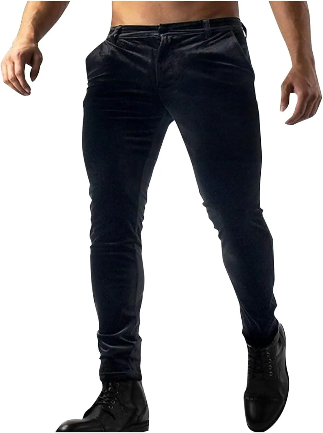 Velvet Slim Fit Pants Men Stretchy Elegant Comfortable Party Stylish Formal Trousers Soft Evening Event