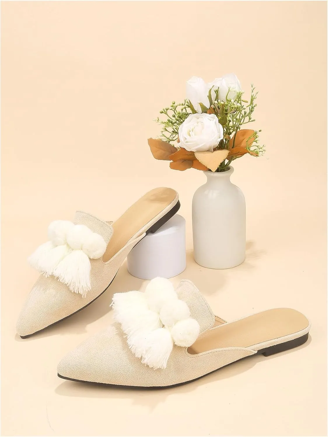 Verdusa Mules for Women 2025 Dress Shoes Slip On Flats Comfortable Pointed Toe Mules Dressy Casual Loafers