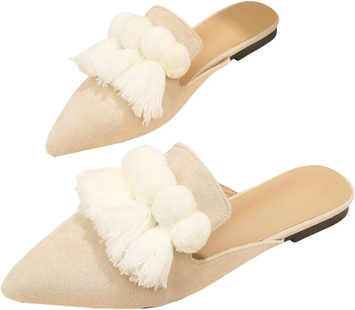 Verdusa Mules for Women 2025 Dress Shoes Slip On Flats Comfortable Pointed Toe Mules Dressy Casual Loafers