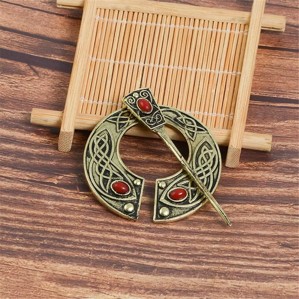 Vintage Viking Brooch Pin Lapel for Women Men Cloak Scarf Shawl Buckle Clasp Pin Brooches Penannular Brooch and Pin Sets Jewelry