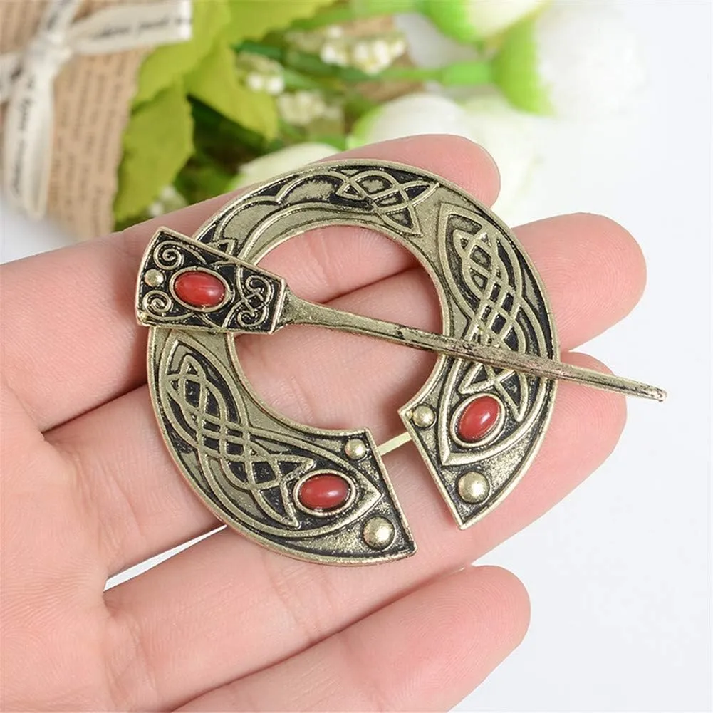 Vintage Viking Brooch Pin Lapel for Women Men Cloak Scarf Shawl Buckle Clasp Pin Brooches Penannular Brooch and Pin Sets Jewelry