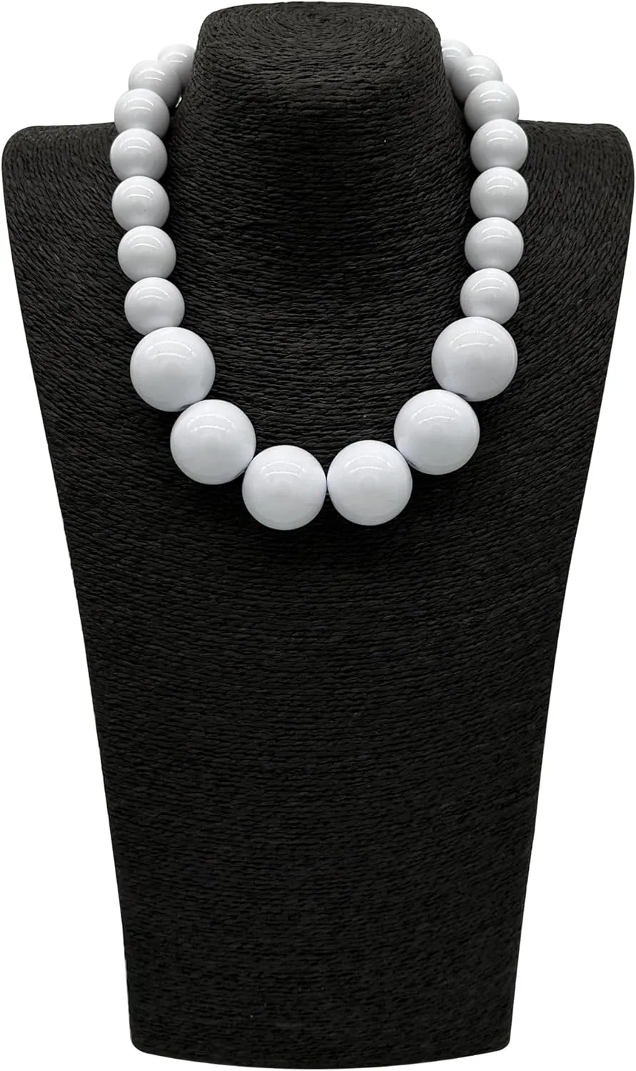 White Beads Necklace, Costume Jewelry For Women Strand Necklaces, Acrylic African Beaded Necklace Chunky Statement, Halloween Necklaces