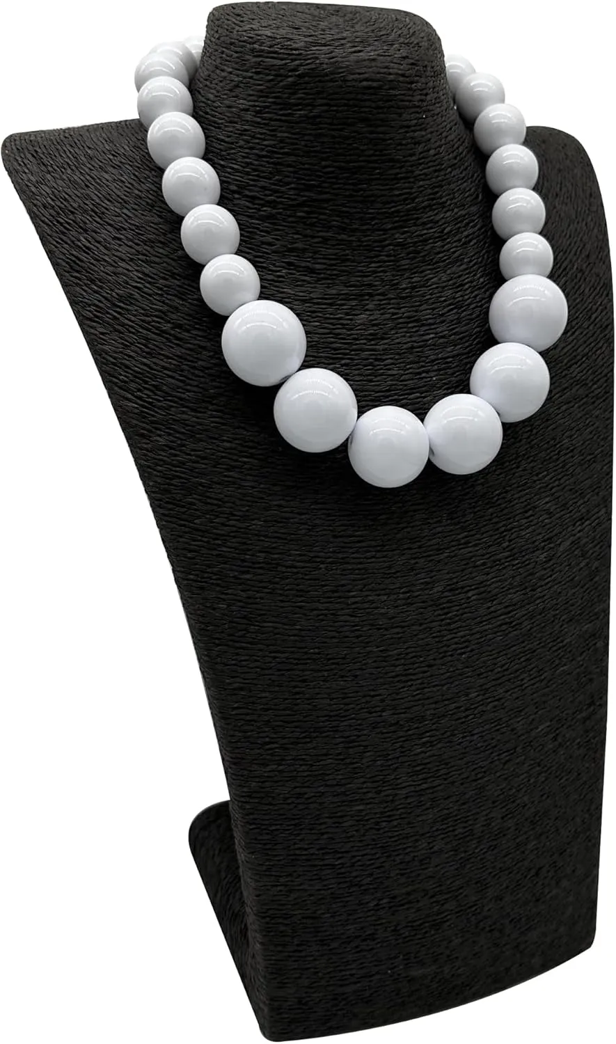 White Beads Necklace, Costume Jewelry For Women Strand Necklaces, Acrylic African Beaded Necklace Chunky Statement, Halloween Necklaces