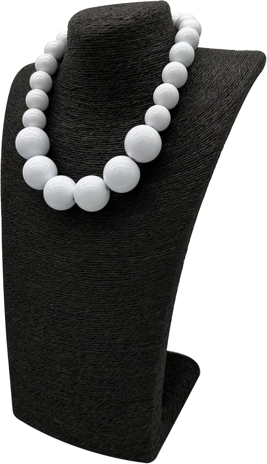 White Beads Necklace, Costume Jewelry For Women Strand Necklaces, Acrylic African Beaded Necklace Chunky Statement, Halloween Necklaces