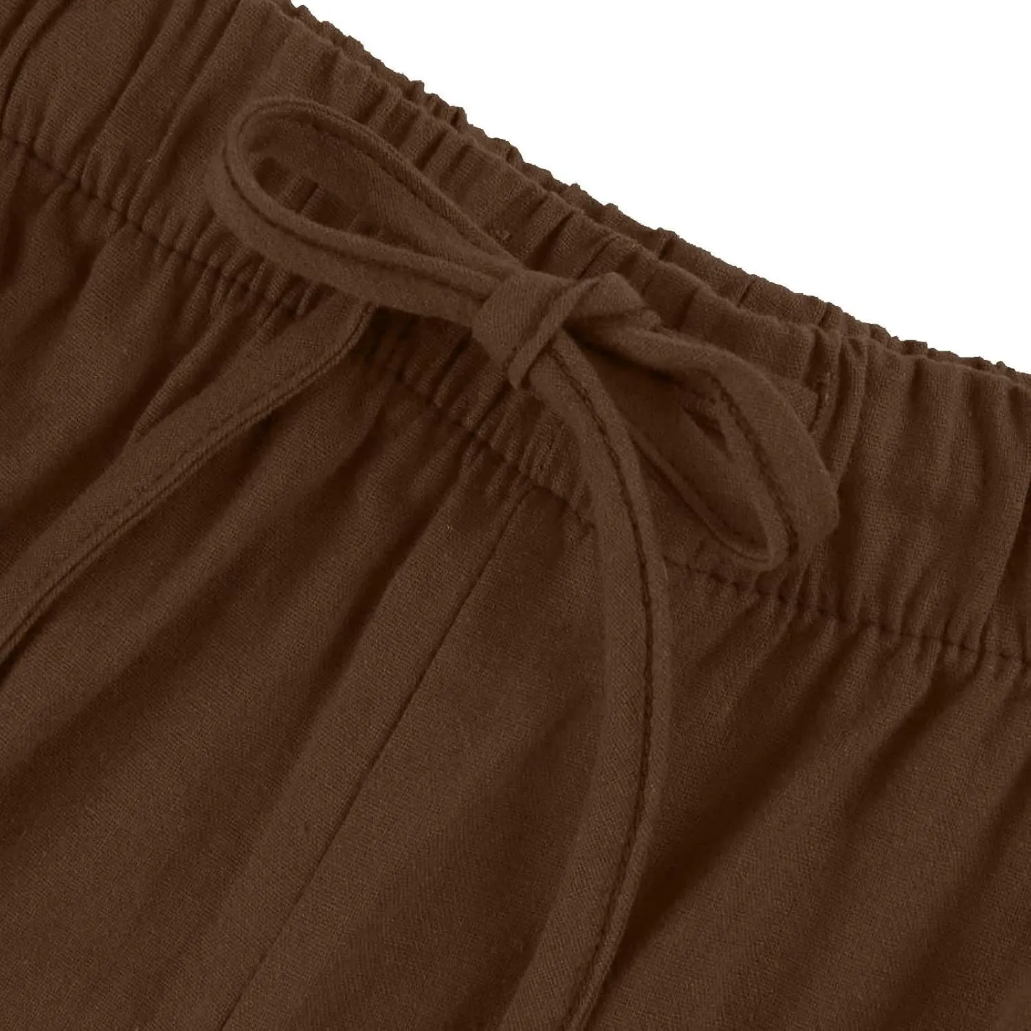 Wide Leg Linen Pants for Women Summer Boho Flowy Beach Pants Comfy Casual Cotton Palazzo Pants Trousers with Pockets