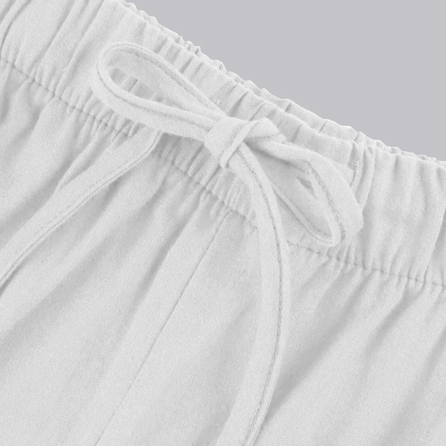 Wide Leg Linen Pants for Women Summer Boho Flowy Beach Pants Comfy Casual Cotton Palazzo Pants Trousers with Pockets