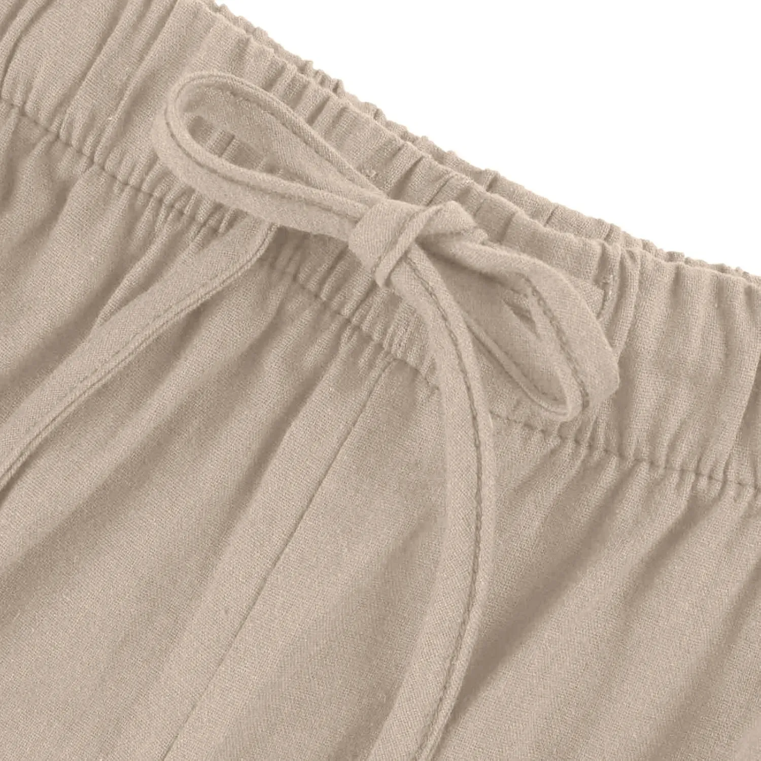 Wide Leg Linen Pants for Women Summer Boho Flowy Beach Pants Comfy Casual Cotton Palazzo Pants Trousers with Pockets