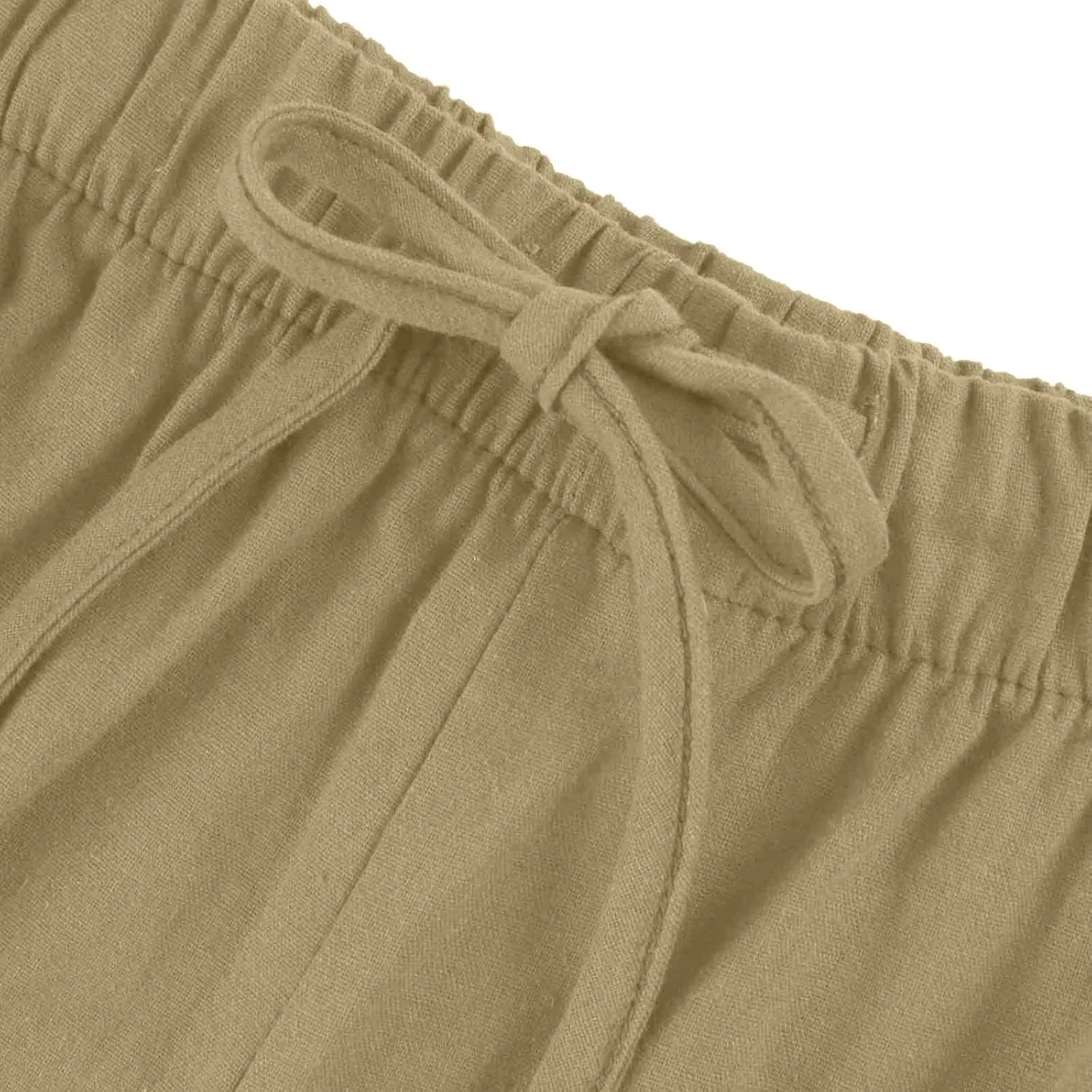 Wide Leg Linen Pants for Women Summer Boho Flowy Beach Pants Comfy Casual Cotton Palazzo Pants Trousers with Pockets