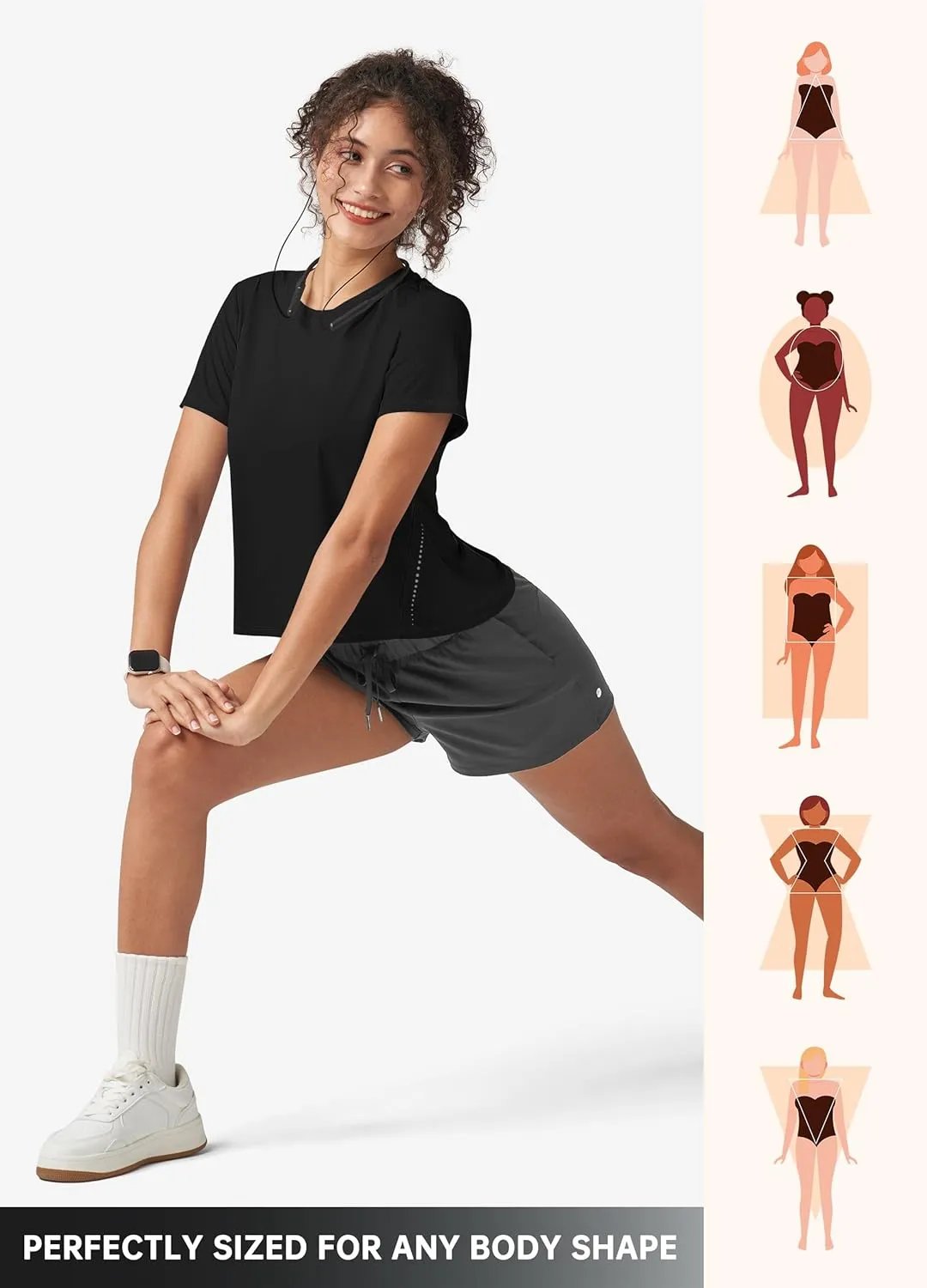 Willit Women's Workout Tops Athletic Shirts Cropped Short Sleeve Split Back Gym Breathable Quick Dry