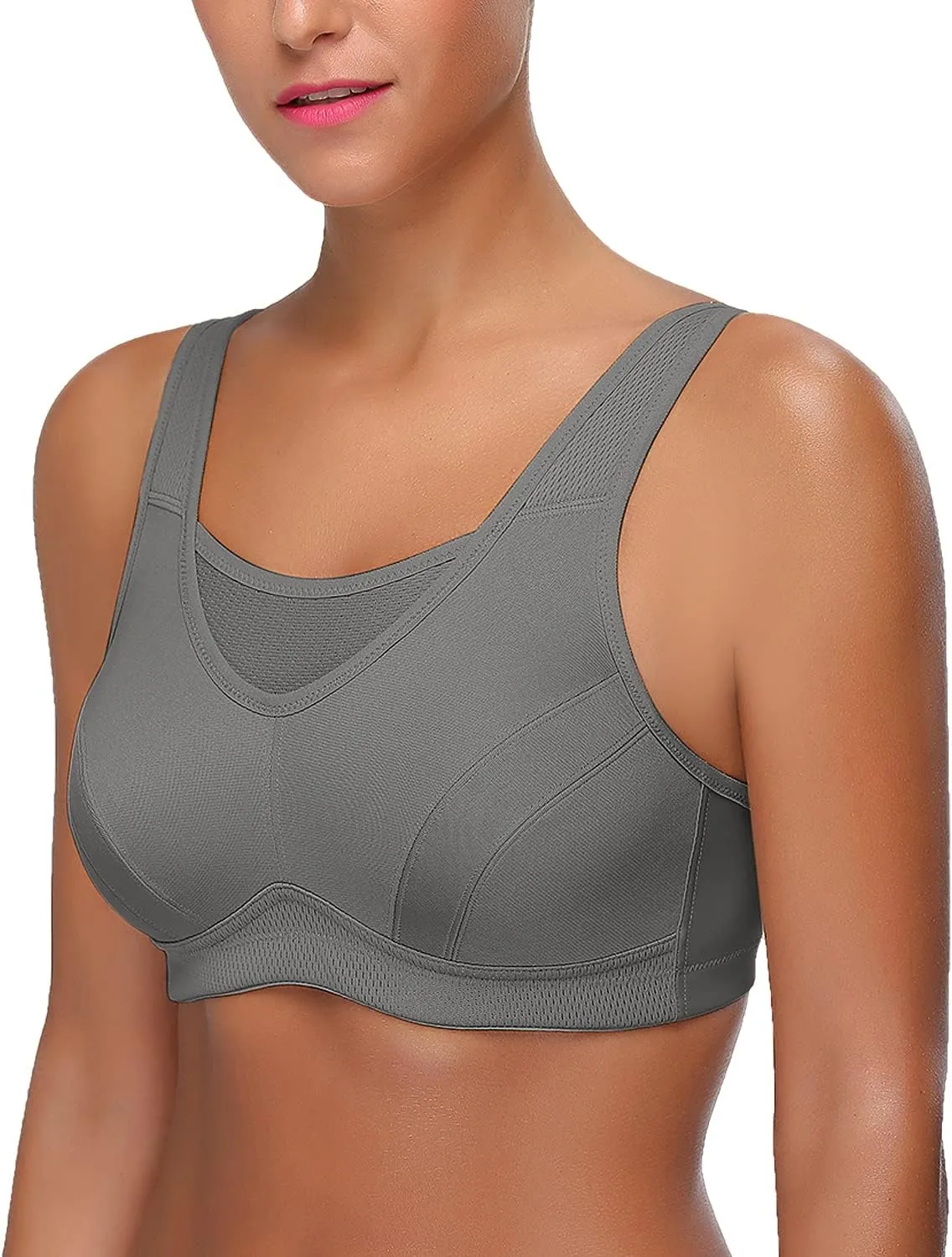 Wingslove High Impact Sports Bras for Women Plus Size Non Padded Wirefree Workout Bra Bounce Control