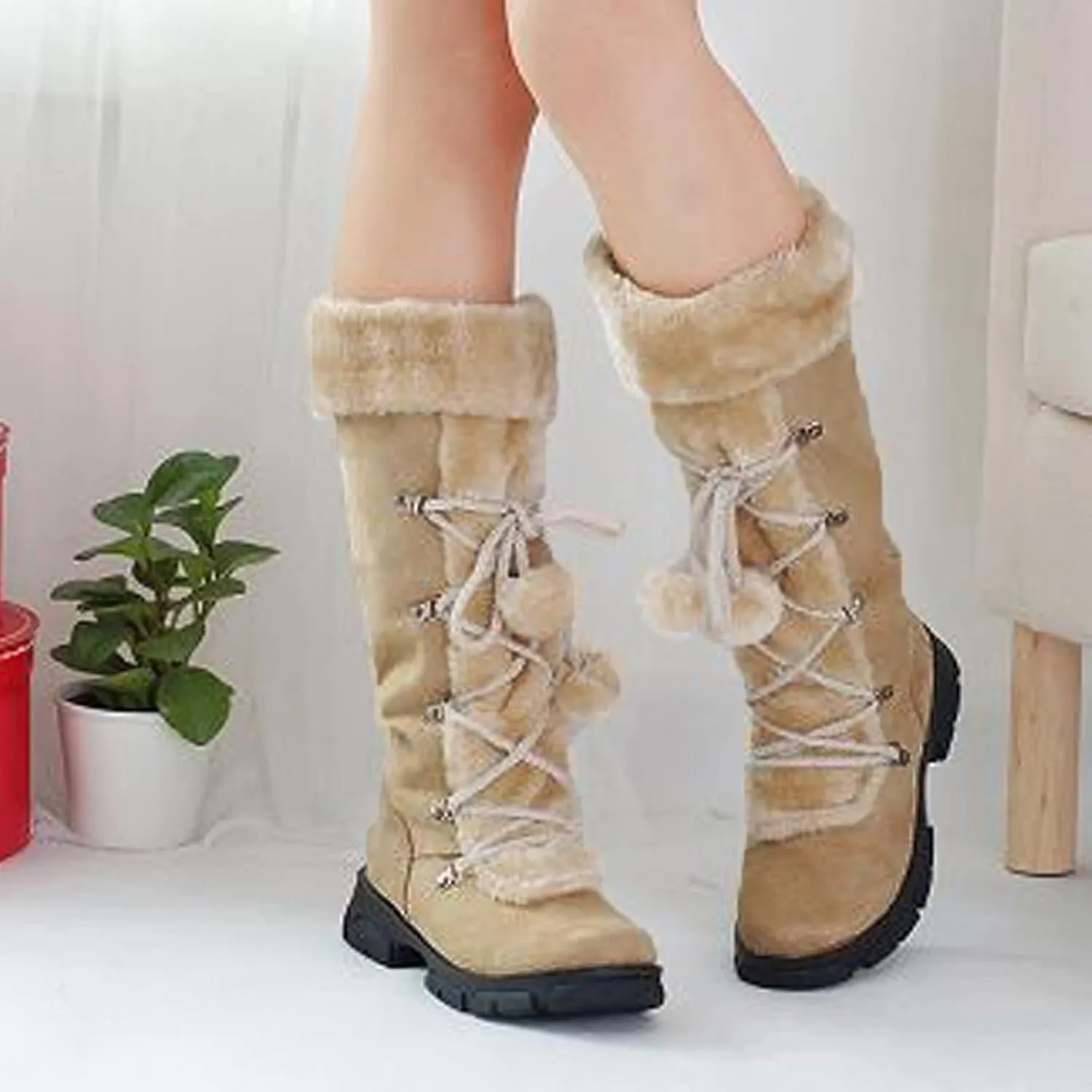 Winter Boots for Women Knee High Wide Calf Womens Winter Snow Boots 2023 Boots Women Winter Womens Snow Shoes Waterproof Slip Resistant Outdoor Winter Shoes Botas De Invierno Para Mujer Nieve Y Agua
