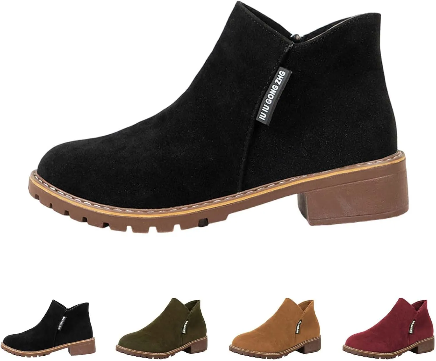 Women Ankle Boots Black Boots Half Boots for Women Womens Plus Size Boots Women'S Leather Ankle Boots Low Heels Zipper Winter Booties White Ankle Boots for Wide Feet