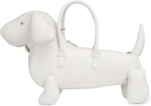 Women Fun Dog Shaped Crossbody Shoulder Bag Handbag PU Leather Unique Novelty Dog Shaped Purse