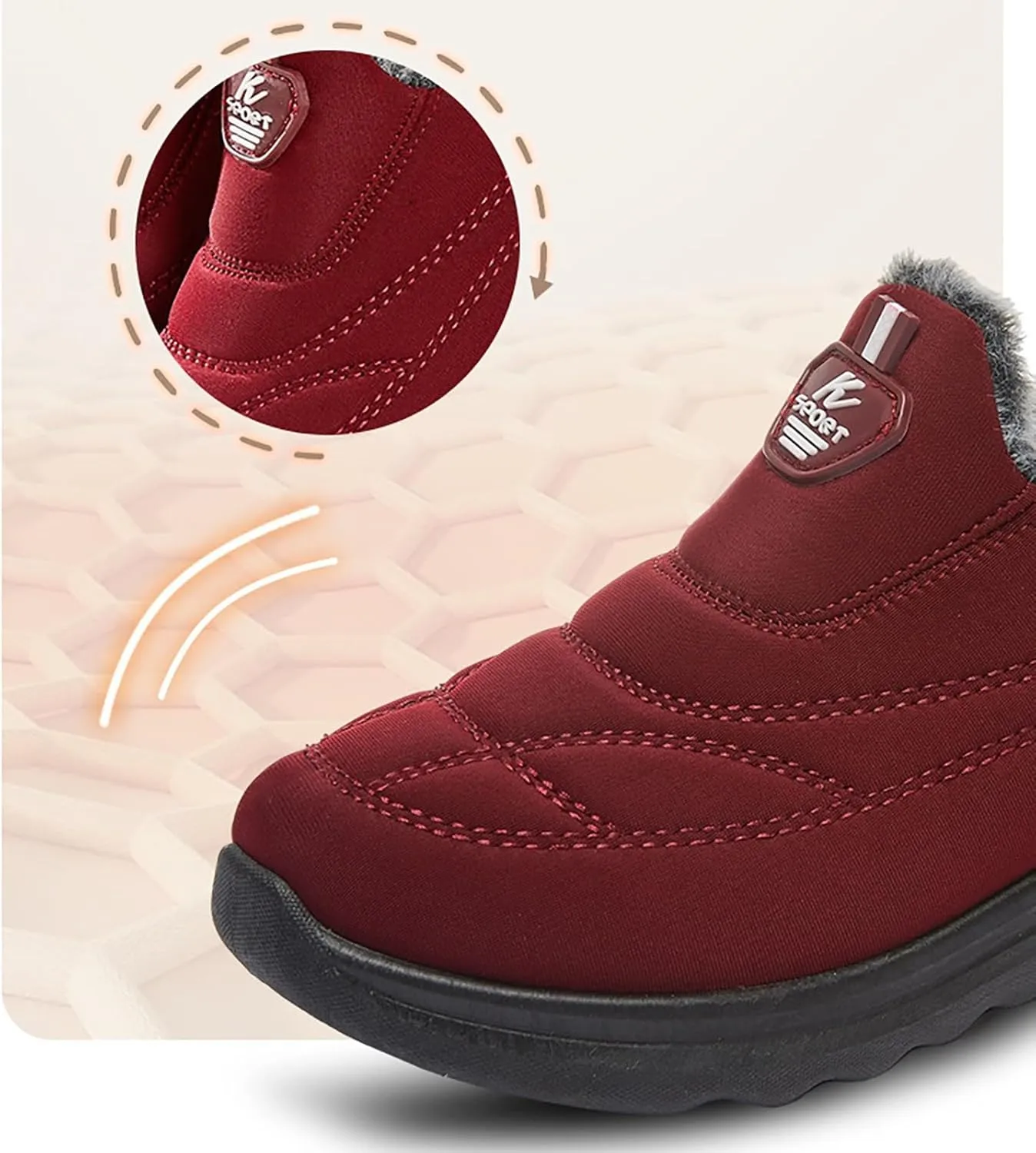 Womens Booties and Ankle Boots Plush Lined Cushion Sneakers Non Slip Cotton Boots Slip On Snow Boots Hiking Boots