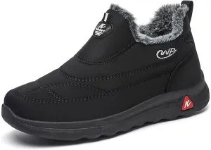 Womens Booties and Ankle Boots Plush Lined Cushion Sneakers Non Slip Cotton Boots Slip On Snow Boots Hiking Boots