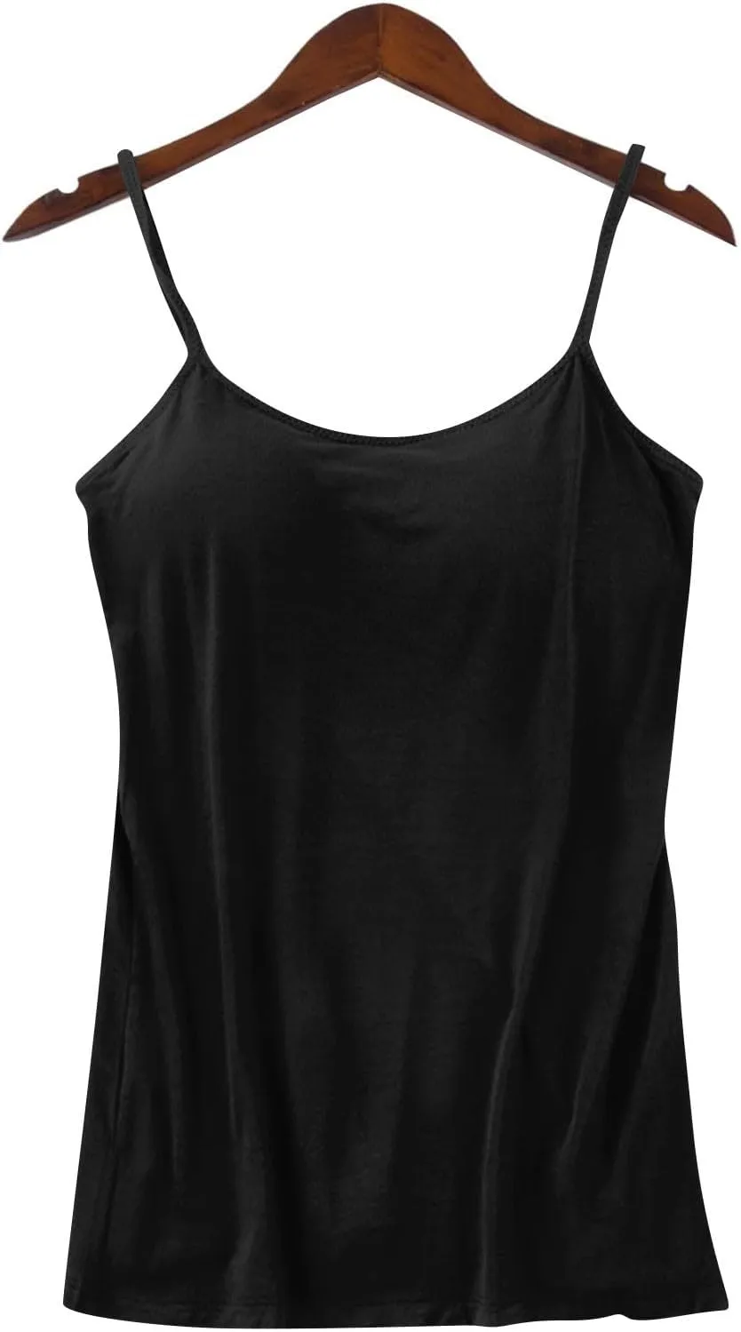 Women's Built-in Bra Tank Tops Adjustable Strap Camisole Padded Workout Yoga Daily Shelf Bra Undershirts