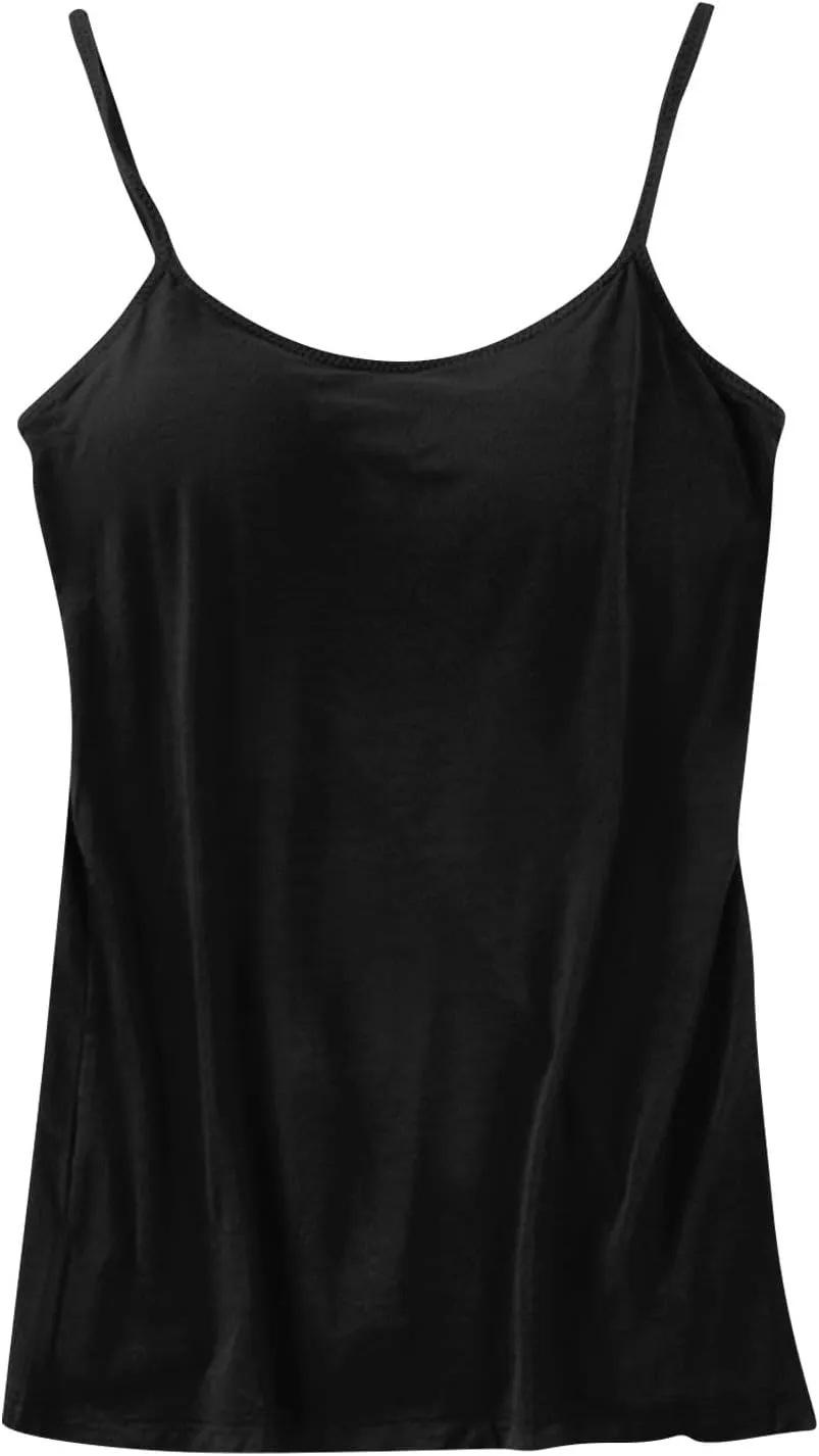 Women's Built-in Bra Tank Tops Adjustable Strap Camisole Padded Workout Yoga Daily Shelf Bra Undershirts